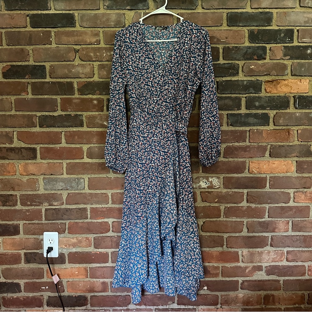 PRETTY GARDEN | Long Sleeve Wrap Dress Floral Print V-Neck Midi  Dresses w/Belt